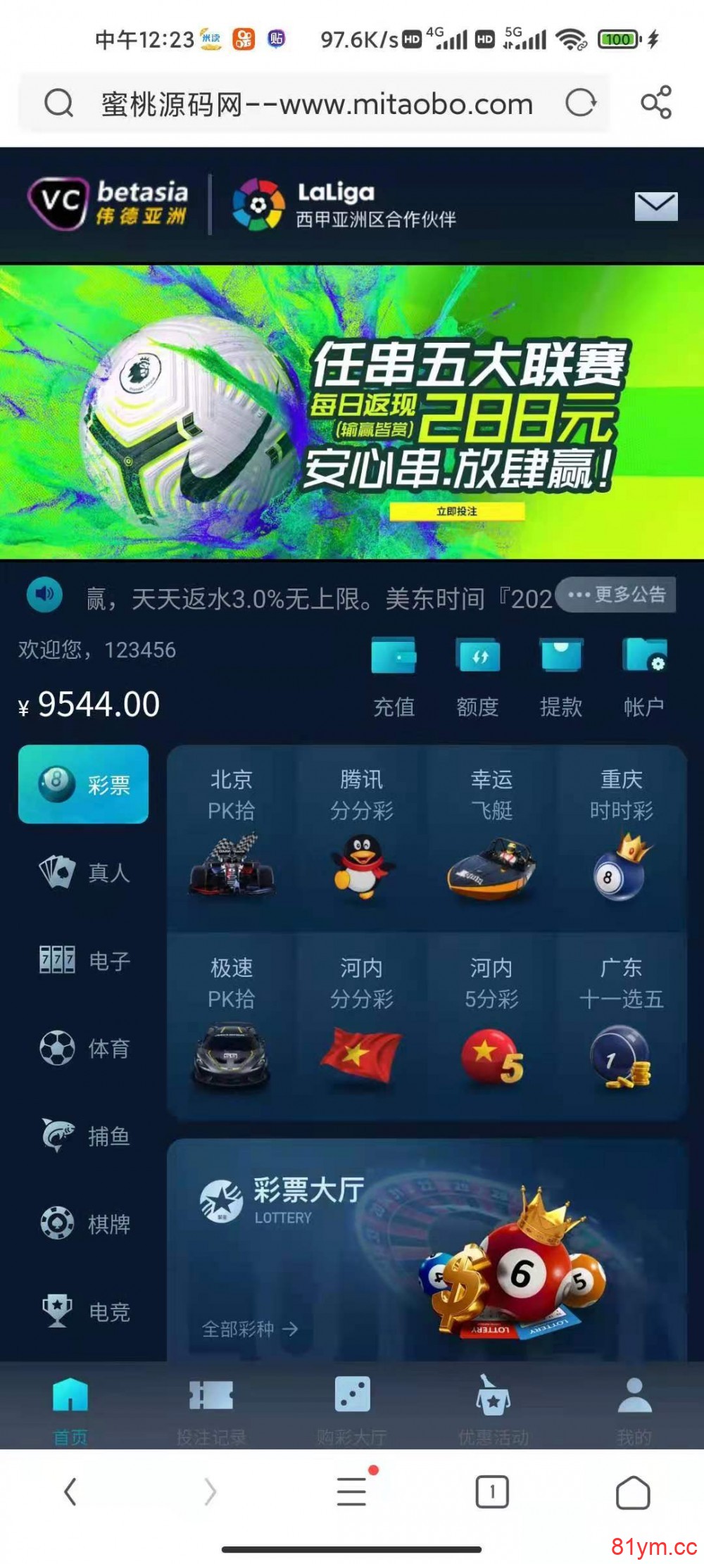 【采集修复】大富二开伟德亚洲完整源码对接了NG接口双玩系统UI超级好看